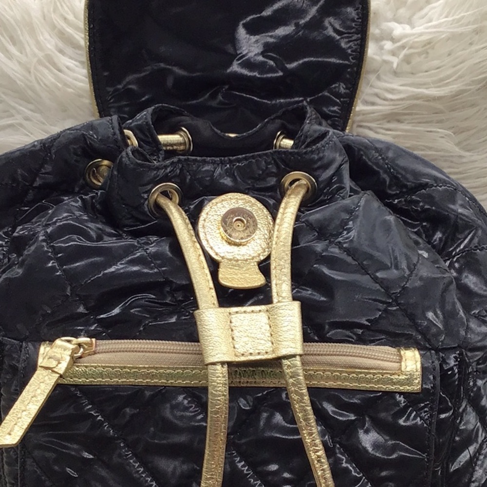 Dooney & Burke Quilted Black Gold Backpack - Picture 11 of 16
